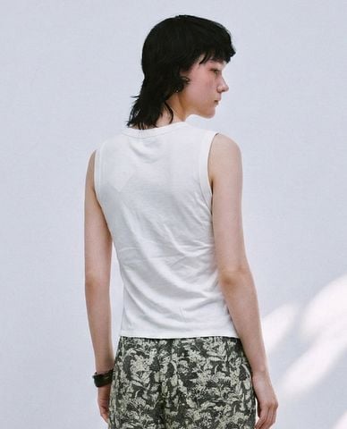  URBAN REVIVO - Áo kiểu nữ sát nách xoắn eo 