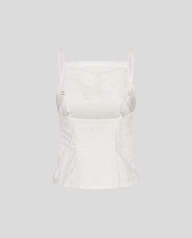  URBAN REVIVO - Áo hai dây nữ thêu ren viền lượn sóng 