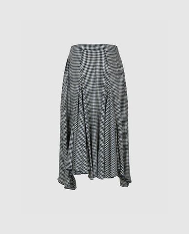  URBAN REVIVO - Chân váy chữ A midi xếp li kẻ caro 
