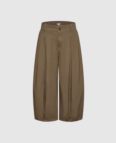  URBAN REVIVO - Quần nữ ống rộng xếp li dáng phồng 