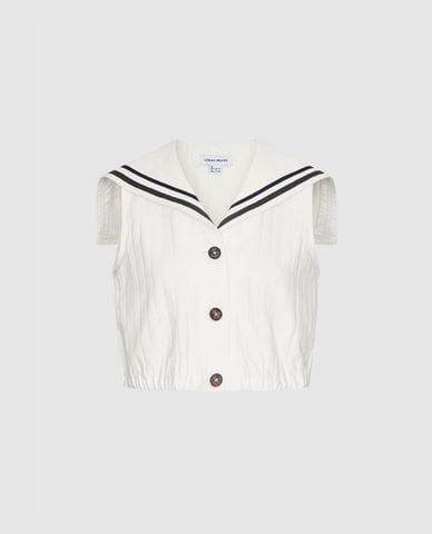  URBAN REVIVO - Áo sát nách nữ cổ thủy thủ phom croptop 