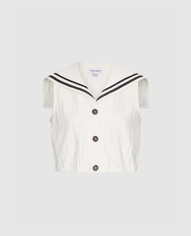  URBAN REVIVO - Áo sát nách nữ cổ thủy thủ phom croptop 