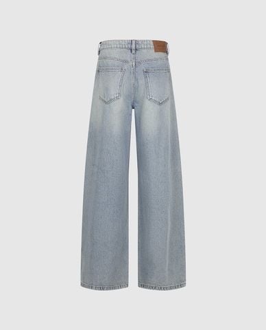  URBAN REVIVO - Quần jeans nữ ống rộng đính đá 