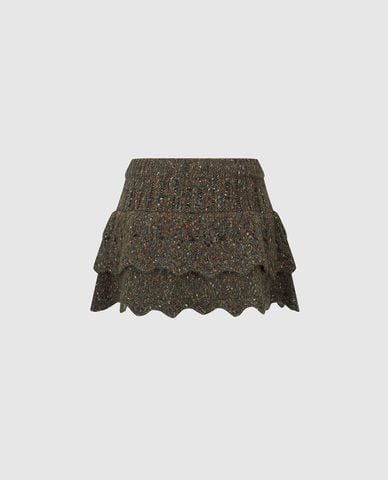  URBAN REVIVO - Chân váy chữ A mini xếp tầng bèo 