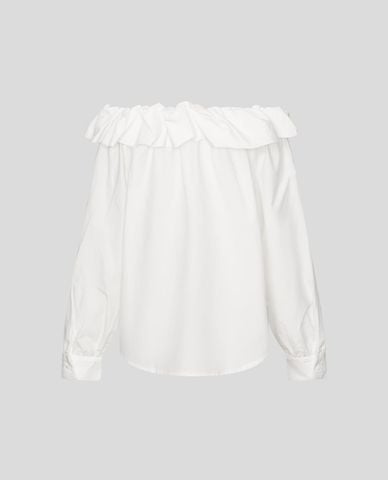  URBAN REVIVO - Áo trễ vai nữ tay dài xếp bèo nhún 