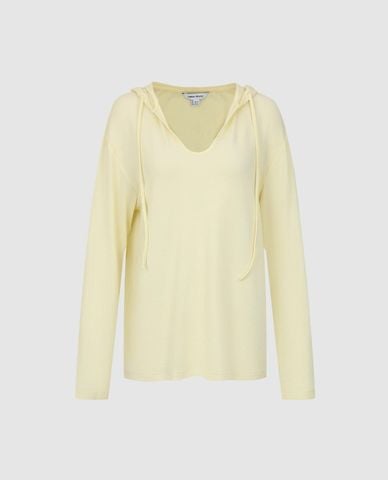  URBAN REVIVO - Áo hoodie nữ cổ V dây rút tay dài 