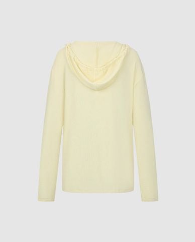  URBAN REVIVO - Áo hoodie nữ cổ V dây rút tay dài 