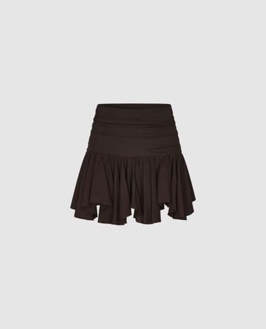  URBAN REVIVO - Chân váy mini nhún bèo bất đối xứng 