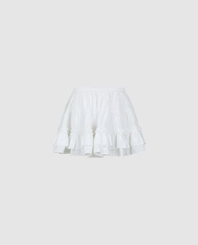  URBAN REVIVO - Chân váy xếp tầng mini viền bèo 