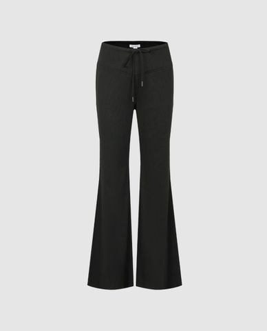  URBAN REVIVO - Quần nữ ống loe phom ôm phối dây rút 