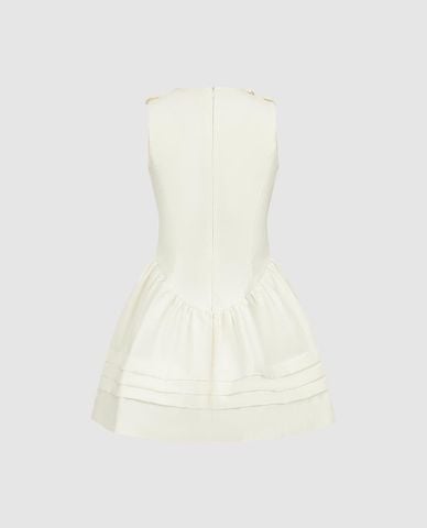  URBAN REVIVO - Đầm sát nách mini xếp tầng đính nơ 