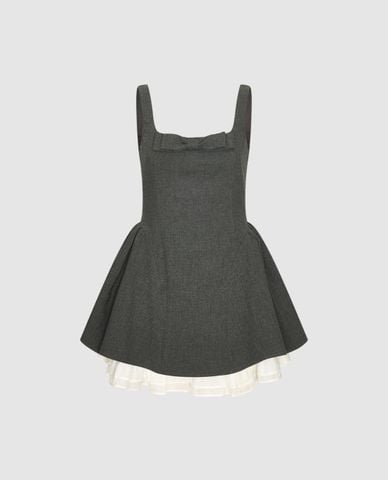  URBAN REVIVO - Đầm hai dây mini phối nơ dáng xòe 