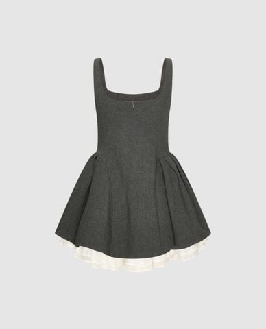  URBAN REVIVO - Đầm hai dây mini phối nơ dáng xòe 