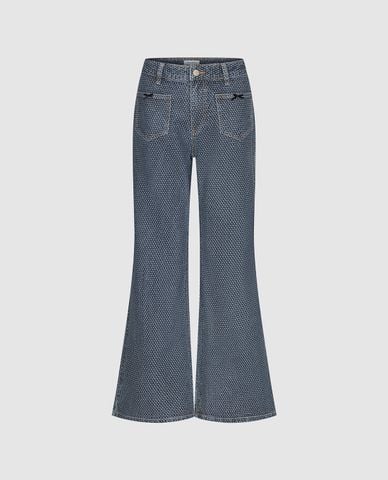  URBAN REVIVO - Quần jeans nữ ống loe phối túi 