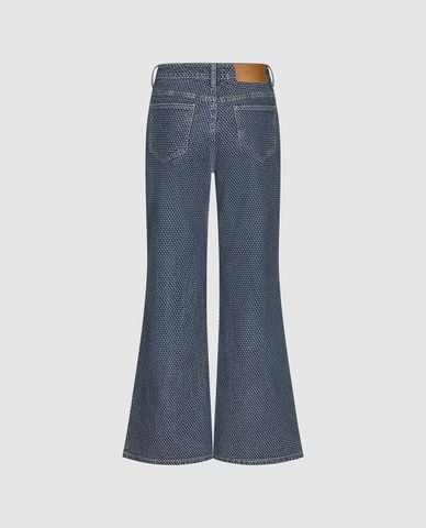  URBAN REVIVO - Quần jeans nữ ống loe phối túi 