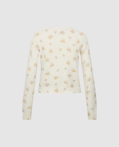  URBAN REVIVO - Áo khoác cardigan nữ tay dài dệt hoa 