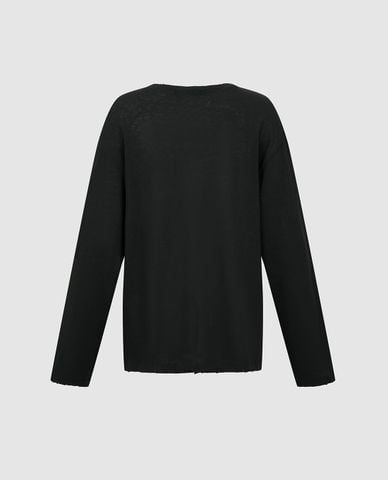  URBAN REVIVO - Áo thun nữ cổ tròn tay dài in hình 