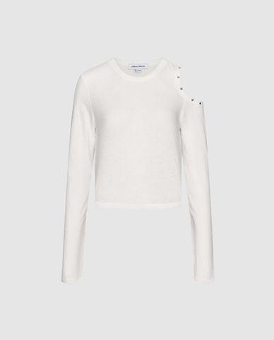  URBAN REVIVO - Áo kiểu nữ tay dài cut out đính khoen 