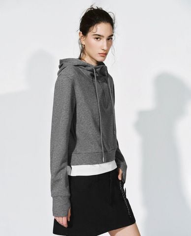  URBAN REVIVO - Áo hoodie nữ tay dài phối layer 