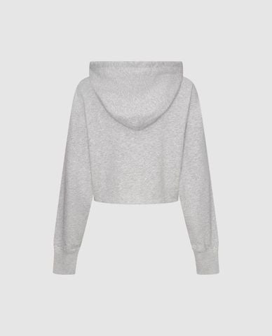  URBAN REVIVO - Áo hoodie nữ tay dài thêu chữ phom croptop 