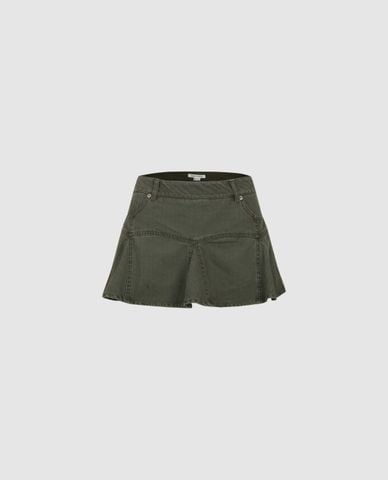  URBAN REVIVO - Chân váy denim mini dáng xoè 