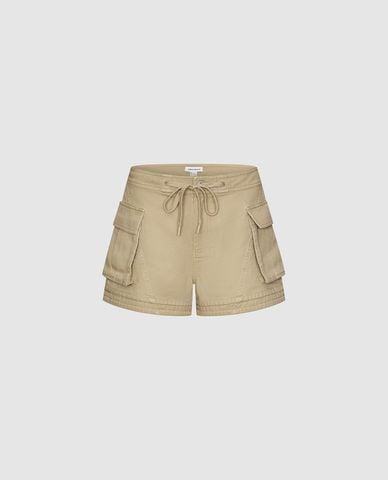  URBAN REVIVO - Quần short ngắn nữ túi hộp phối dây rút 
