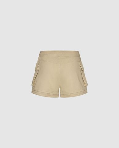  URBAN REVIVO - Quần short ngắn nữ túi hộp phối dây rút 