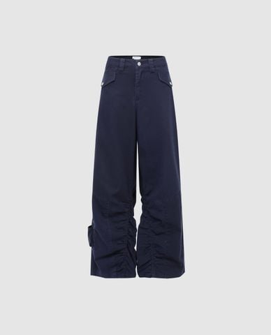  URBAN REVIVO - Quần nữ ống rộng túi hộp xếp nhún 