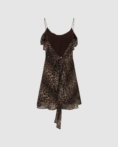  URBAN REVIVO - Đầm hai dây mini họa tiết da báo 