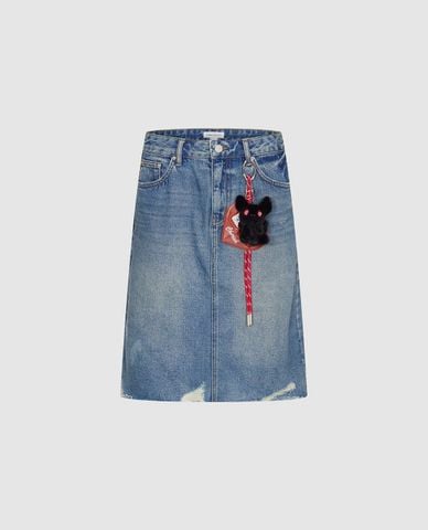  URBAN REVIVO - Chân váy denim midi phối charm 