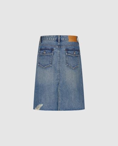  URBAN REVIVO - Chân váy denim midi phối charm 