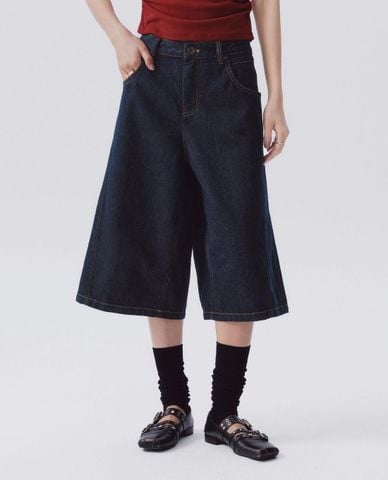  URBAN REVIVO - Quần jeans lửng nữ ống rộng 