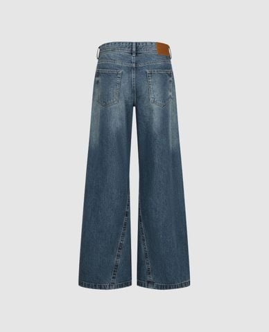  URBAN REVIVO - Quần jeans nữ ống rộng wash bạc 