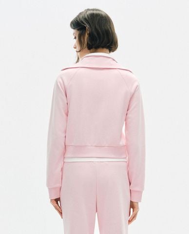  URBAN REVIVO - Áo khoác croptop nữ cổ bẻ tay dài khóa kéo 