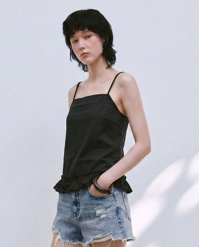  URBAN REVIVO - Áo hai dây nữ phối bèo phom suông 