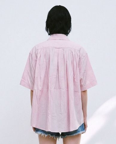  URBAN REVIVO - Áo kiểu nữ tay ngắn dáng xòe nhún eo 