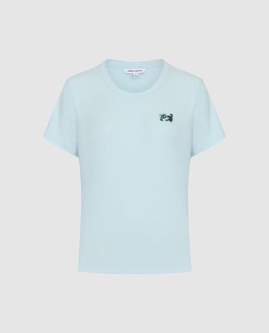  URBAN REVIVO - Áo thun nữ cổ tròn tay ngắn in họa tiết 