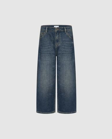  URBAN REVIVO - Quần jeans nữ ống rộng wash bạc 