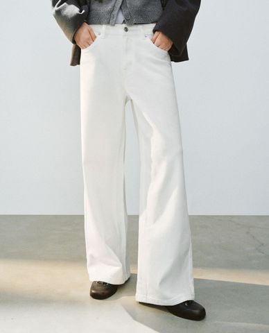 URBAN REVIVO - Quần jeans nữ ống rộng thanh lịch 