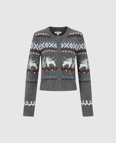  URBAN REVIVO - Áo khoác cardigan nữ họa tiết tuần lộc 