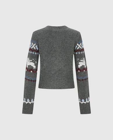  URBAN REVIVO - Áo khoác cardigan nữ họa tiết tuần lộc 
