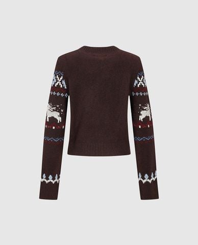  URBAN REVIVO - Áo khoác cardigan nữ họa tiết tuần lộc 