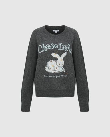  URBAN REVIVO - Áo sweatshirt nữ cổ tròn tay dài dệt họa tiết 