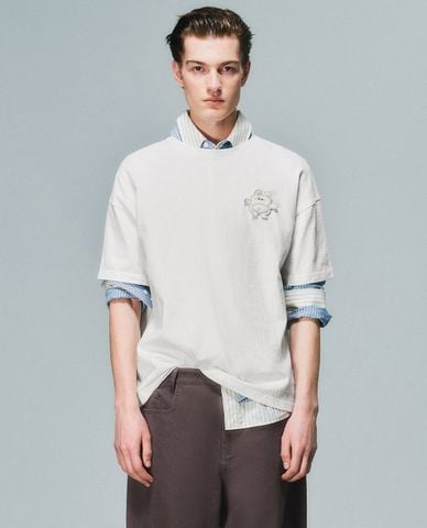  URBAN REVIVO - Áo thun nam cổ tròn tay ngắn Flower Printed 