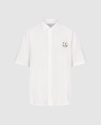  URBAN REVIVO - Áo sơ mi nam cổ bẻ tay ngắn phối họa tiết 