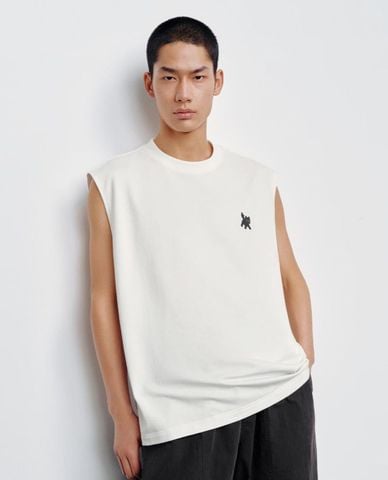  URBAN REVIVO - Áo sát nách nam cổ tròn phối họa tiết 
