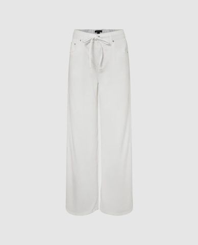  URBAN REVIVO - Quần jeans nữ ống rộng phối dây rút 