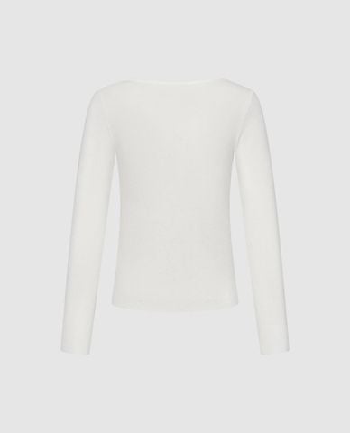  URBAN REVIVO - Áo dệt kim nữ cổ vuông tay dài 