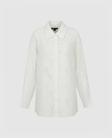  URBAN REVIVO - Áo sơ mi nữ tay dài họa tiết nổi 