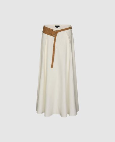  URBAN REVIVO - Chân váy phom suông midi phối đai bản lớn 